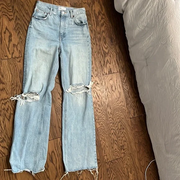 Zara Jeans Zara Wide Leg High Waist Distressed Jeans Poshmark